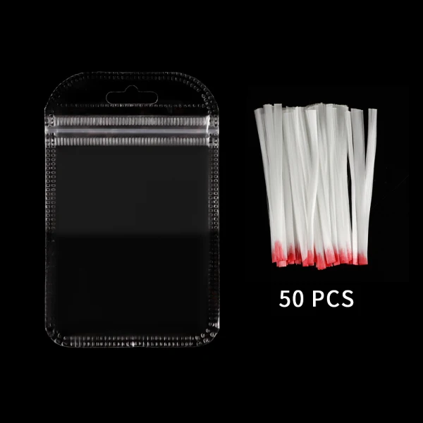 50Pcs Red Дизайн ногтей расширение Форма для ногтей шелковые шарфы стекловолокна ногтей кривизны пинчинг зажимы многофункциональный удлинитель набор инструментов - Цвет: 50Pcs Red
