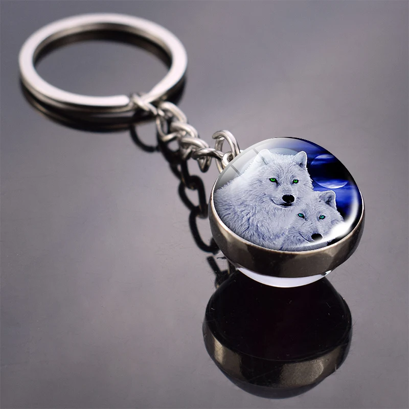 36 Styles Wolf Key Chains Wolf Picture Double Side Cabochon Glass Ball Keychain Wolf Jewelry for Men For Women Christmas Gifts - Цвет: Многоцветный