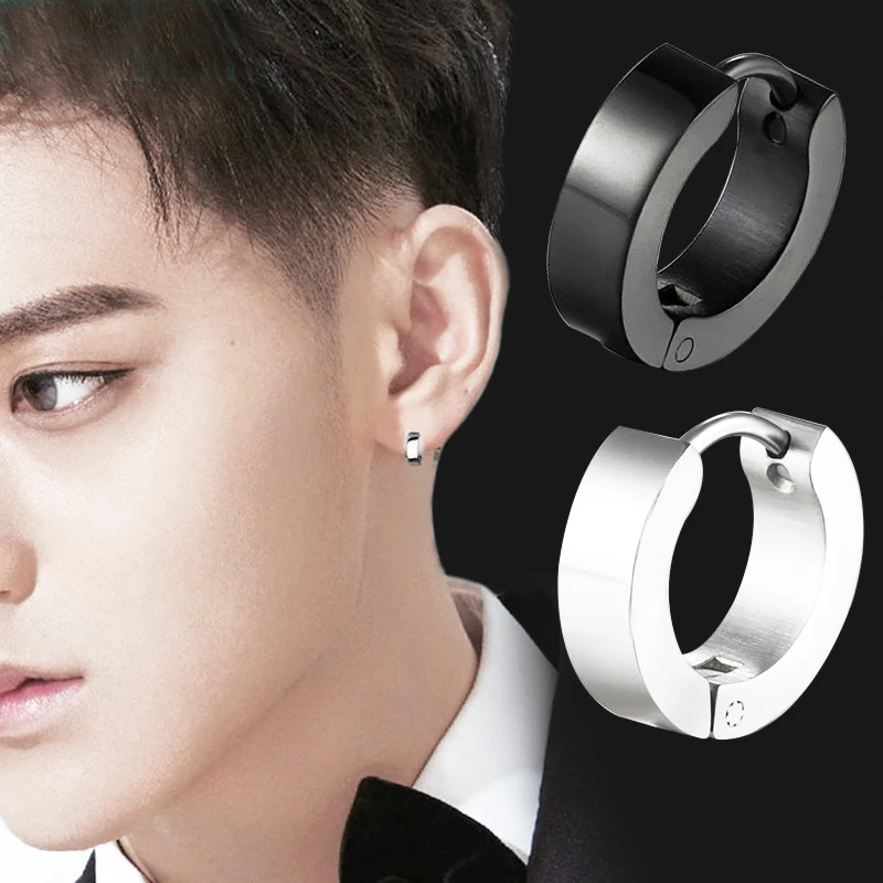 

oulai777 mens earrings stainless steel silver rose gold earrings black punk star earring fashion jewelry 2019 Male accessories