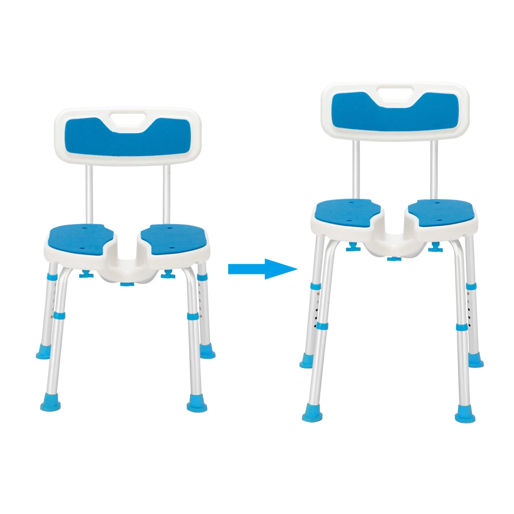

Adjustable Medical Bath Tub Shower Chair Lifting Hollow Bath Chair 6-Speed / PE Stool / Rubber Foot Cushion / With Backrest