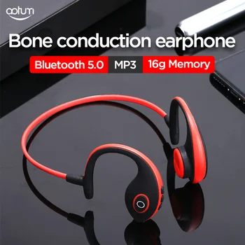 

aotum Wireless Headphones Bone Conduction Earphone Outdoor Sport Headset Bluetooth 5.0 with 16G memory MP3 Microphone Handsfree