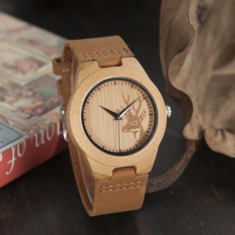 Comprare BOBO UCCELLO degli uomini Superiori di marca di Bambù di Legno Orologio Al Quarzo Reale Della Cinghia di Cuoio Degli Uomini Orologi relojes finos de hombre