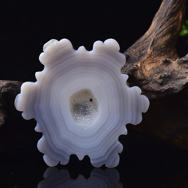 Agate Slices Geode Polished Slab Hole Snow flakee Crystal Quartz Ornaments  Agate Specimen Healing Stone Dreamlike Gifts