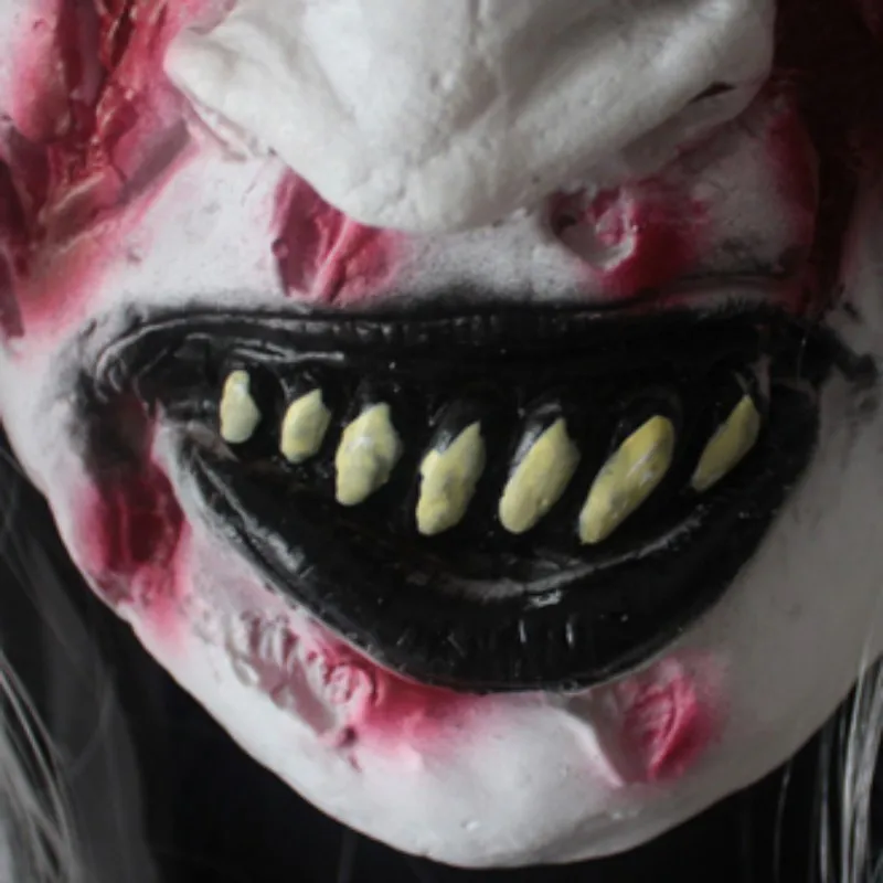 Pennywise Хэллоуин косплей улыбающийся ужас маска для призраков с белыми волосами мягкая Rotocast маска для усиления Хэллоуина