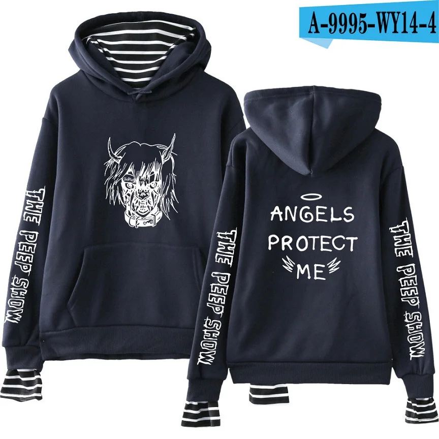 navy Лидер продаж, толстовки из двух частей для женщин, Lil Peep ANGELS, защитите меня, популярный высококачественный пуловер, толстовки Sudadera - Цвет: navy