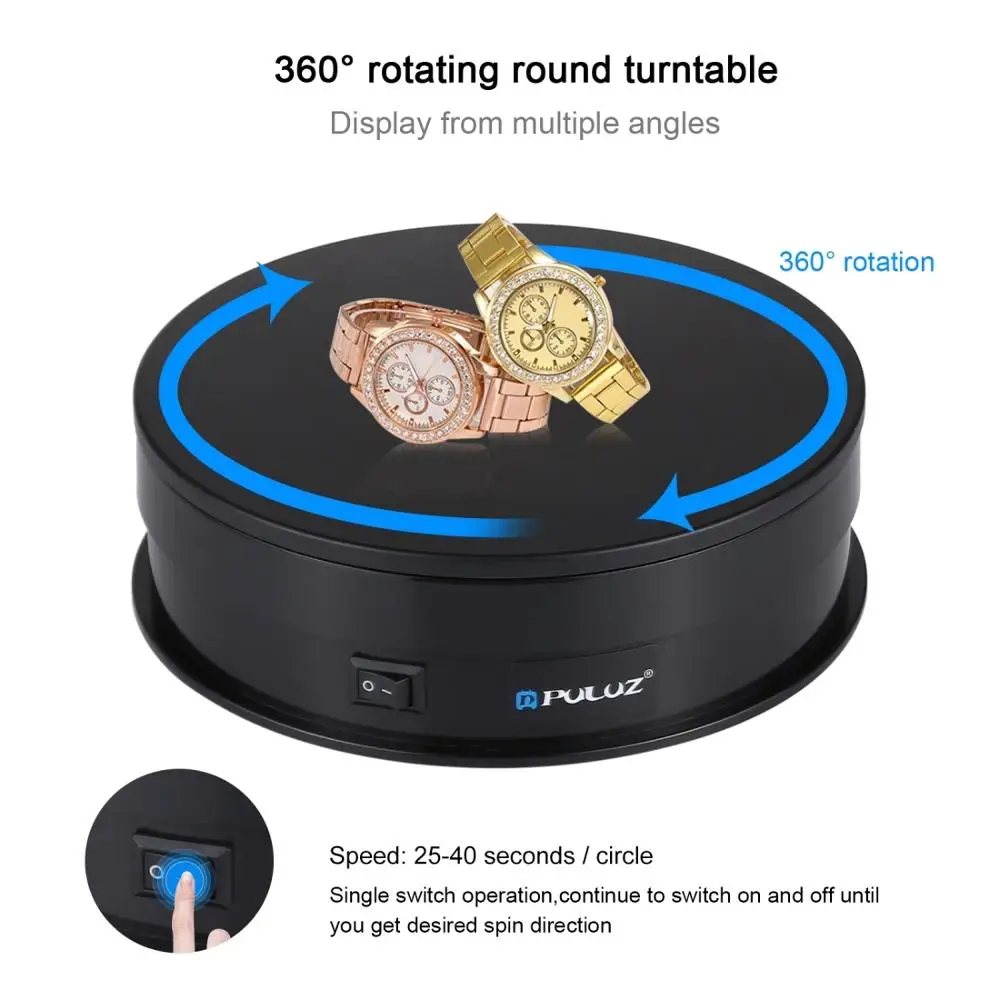 Puluz-suporte Giratório Elétrico Suporte Giratório de 360 Graus Adereços de Fotografia Gravação de Vídeo Usb 30cm 15cm - Image 6