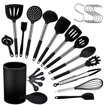 

26PCS Silicone Shovel Kitchenware Set Cooking Utensils Non-Stick Spatula Kit Stainless Steel Handle Baking Tools louche cuisine