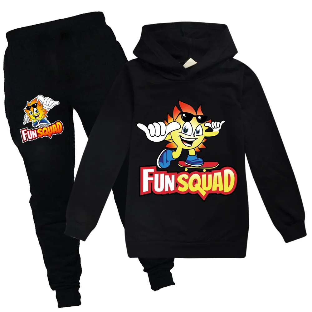 

Fun Squad Children Clothing Boys Girls Hoodies Cotton Long Sleeve Sweatshirt Fashion Tops + Pants Children Tracksuit Outfits