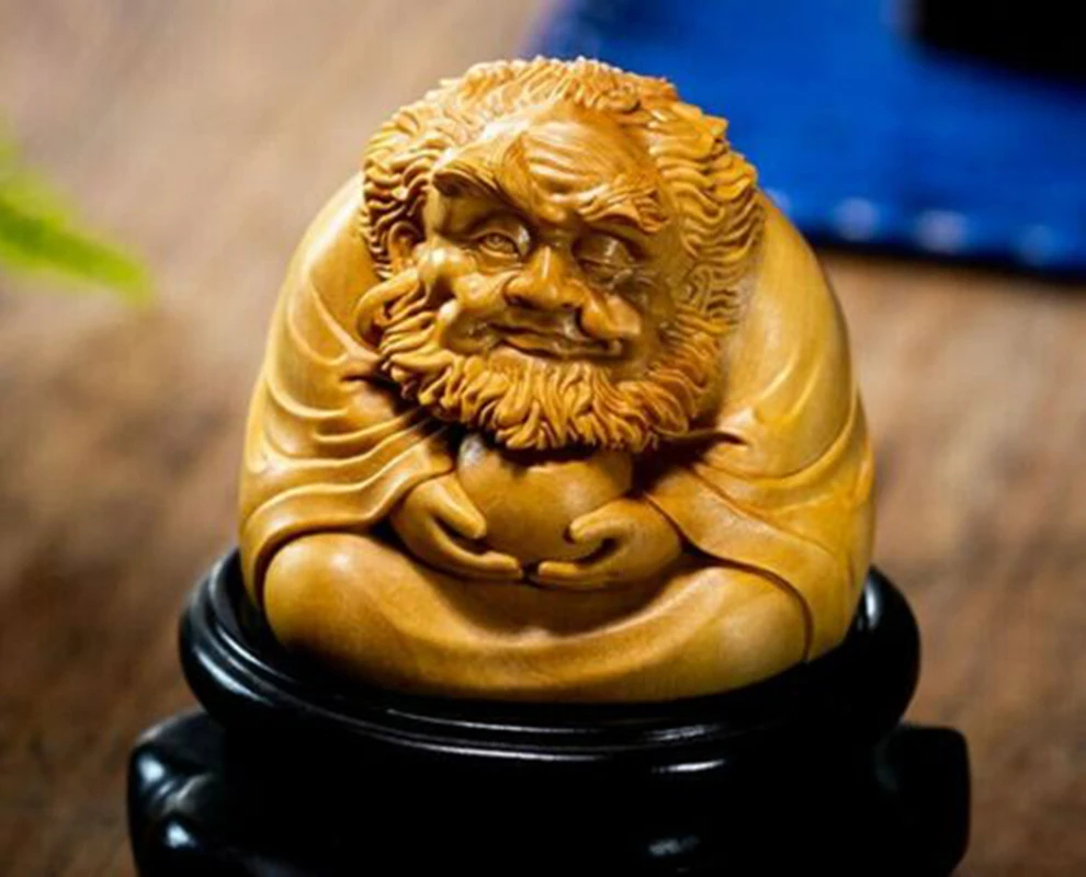 

TL064ca - 6x6x5 cm Carved Boxwood Carving Figurine Carving - Zhong Kui