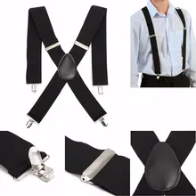 Регулируемые эластичные нейлоновые кожаные мужские ремни для подтяжек X shape Clip-on, мужские подтяжки с 4 клипсами, подтяжки для мужских ремней