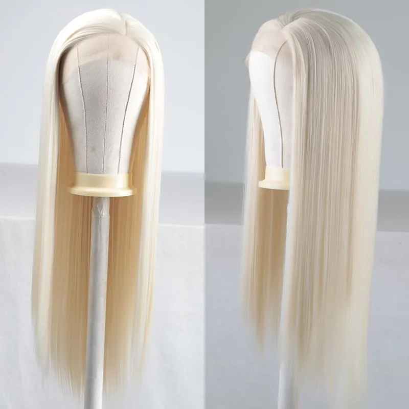 Bombshell Белый синтетический 13*3 Кружева передние парики Glueless натуральный Hairline термостойкие волокна волос сторона расставания для женщин парики