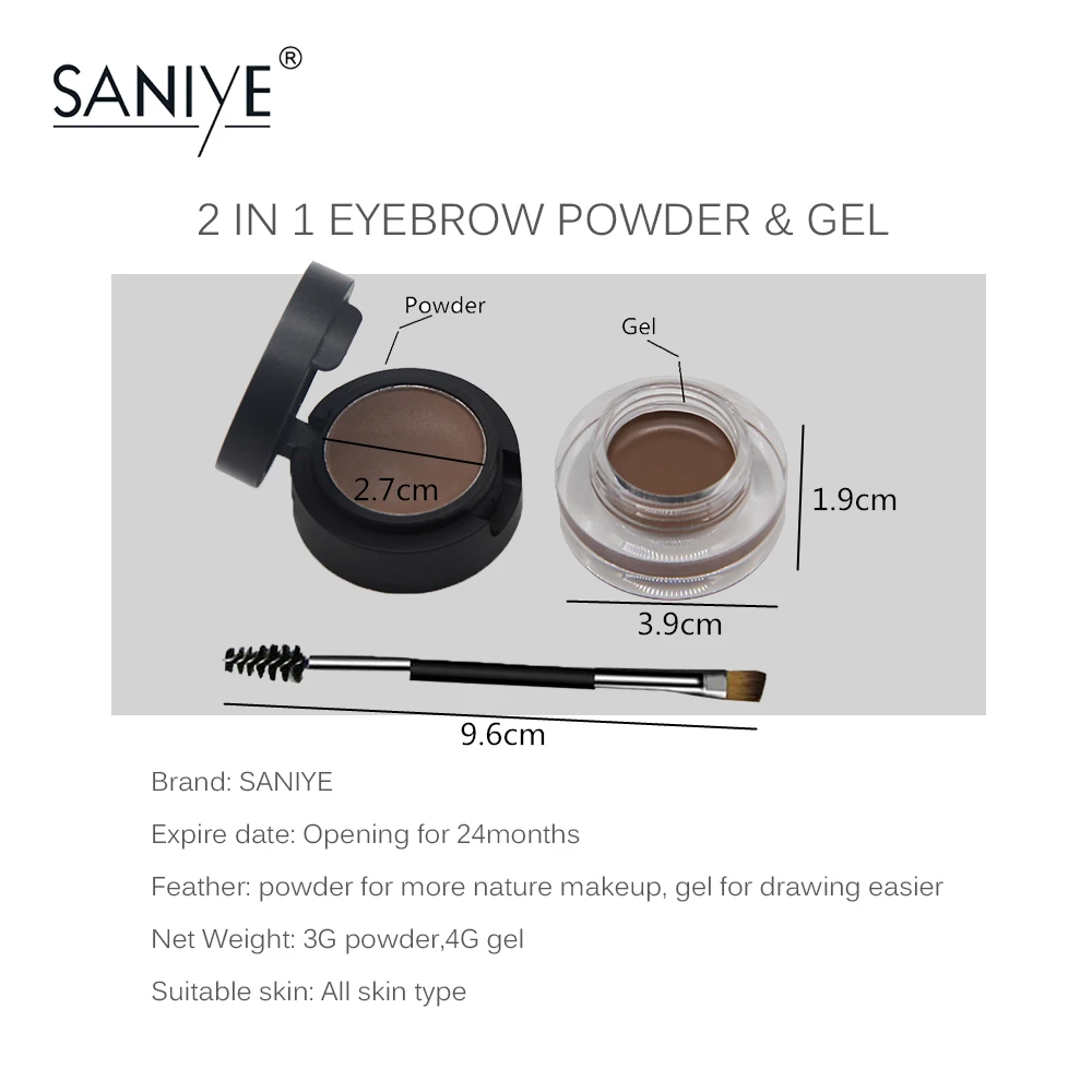 SANIYE 2 in1 Eyebrow Gel Waterproof Powder Eye Brow Gel Cream With Brush Eyebrow Enhancers Cosmetic Eye brow Tint Pomade SANIYE 2 in1 Eyebrow Gel Waterproof Powder Eye Brow Gel Cream With Brush Eyebrow Enhancers Cosmetic Eye brow Tint Pomade