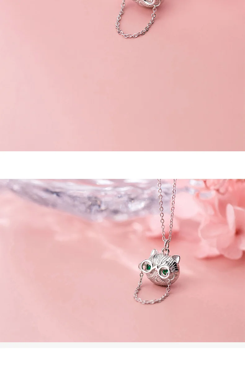 Trustdavis 925 пробы Серебряный сладкий ослепительный милый кот с очками CZ кулон ожерелье для женщин Свадебные украшения подарок DS1901