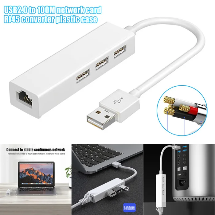 USB 2,0 к RJ45 концентратор 100M Ethernet-адаптер Сетевая карта USB локальной сети для Macbook ноутбука NC99