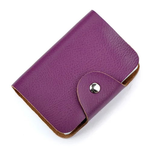 Натуральная кожа держатель для карт модный карамельный цвет банк Кредитная карта ID кошелек простая пряжка сумка логотип на заказ - Цвет: purple