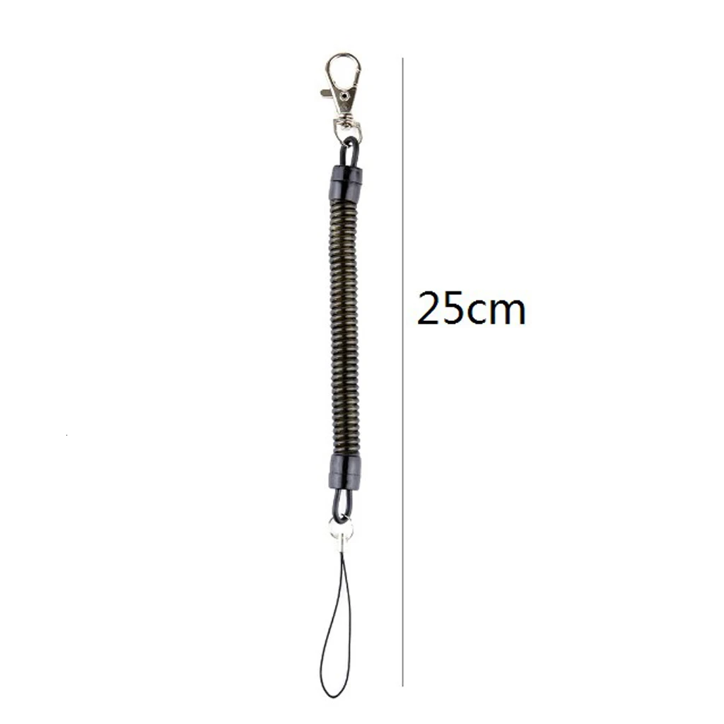 25cm Rubber Spiral Key Chain Retractable Clip On Stretchy Elastic Coil Spring Keyring For Outdoor Camping Hiking