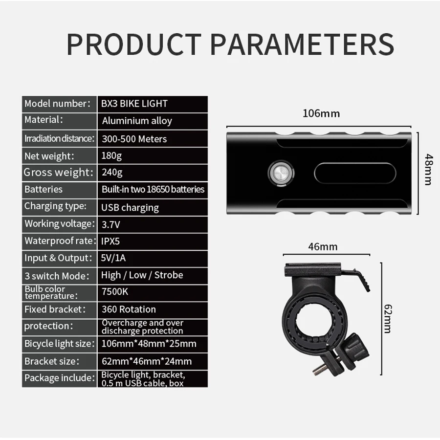 NEWBOLER Built-In 5200mAh Battery Bicycle Light L2/T6 USB Rechargeable as Power Bank 2000 lumen Bike Light Waterproof Headlight