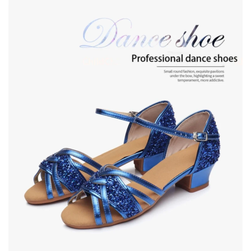 Child Dance Shoe For Girls/Kids/Women Ballroom Latin Shoe Ladies Modern Tango Salsa Sandals Dancing 3.5CM Low Heel dance shoes