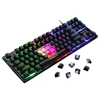 

GK-10 Backlight Characters 87 Keys Gaming Mechanical Keyboard for Laptop/PC Games Wired Rechargeable USB Mechanical Keyboard