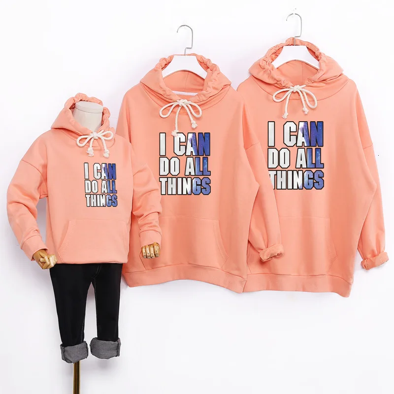Father Son Outfits Family Matching Clothes Mommy And Me Sweatshirts Xmas Hooded Hoodies Cool Letters Print Spring Autumn Outwear