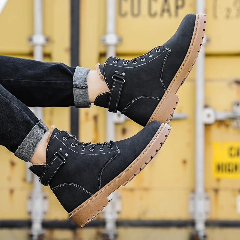 Мужские ботинки; зимние ботинки; мужские ботинки; botas hombre размера плюс 45; zapatillas hombre; повседневные ботильоны; мужские кроссовки; плюшевая теплая обувь