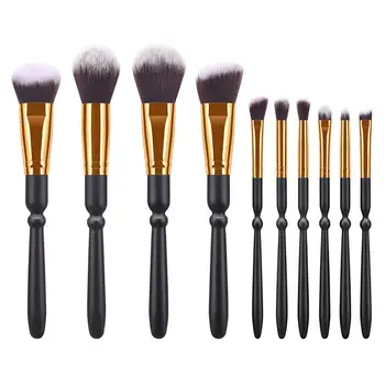 

10pcs Cucurbit-shaped Wooden Handle Soft Nylon Bristles Makeup Brushes Kit Cosmetics Powder Blush Brush