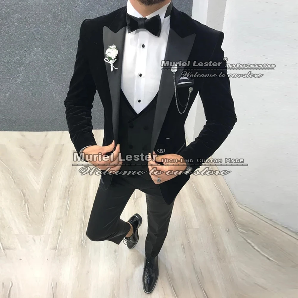 

Женский деловой костюм, облегающая черная бархатная куртка с отложным воротником, жилет и брюки для жениха, весна-осень