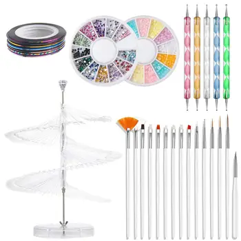 

120 Sticks False Nail Tips Polish Rotary Fan Rack Display Stand False Nails Showing Shelf Rack Manicure Practice Tools Palette