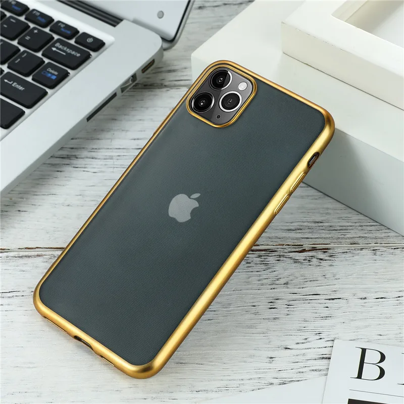 TPU Matte Case for iPhone 11 Pro Max Case Set Transparent Silicone Case Shockproof Case for iPhone X XR XS Max 8 7 6 6S Plus - Цвет: Золотой