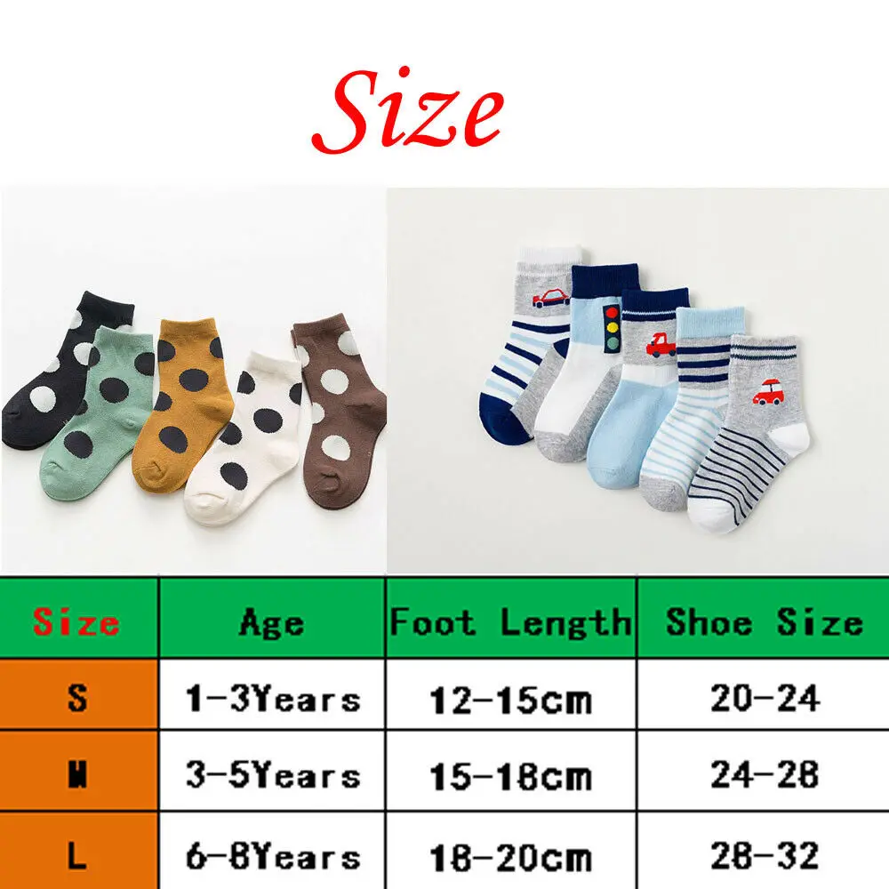 5 Pairs Baby Boy Girl Cartoon Cotton Socks Newborn Infant Toddler Kids Soft Socks 1-8Years