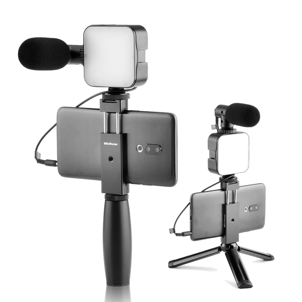 Видеомикрофон со светодиодсветильник кой и держателем для телефона |