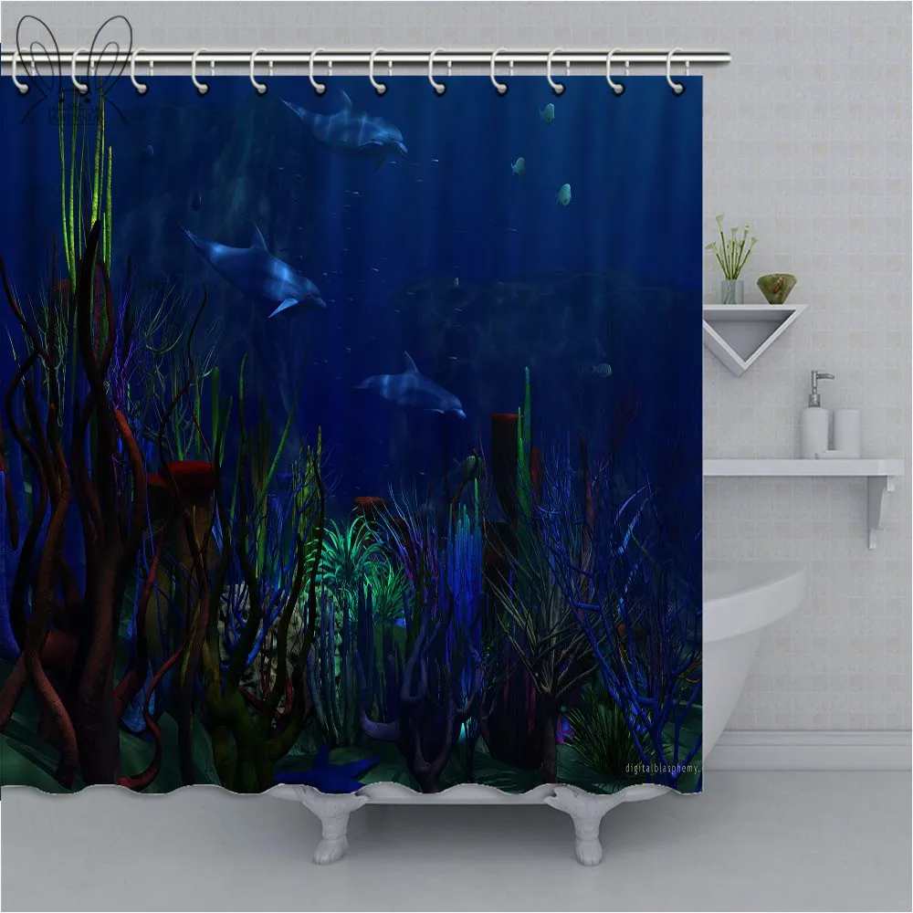 Рождественская занавеска для душа с дельфином 3d ванной комнаты экран ткань