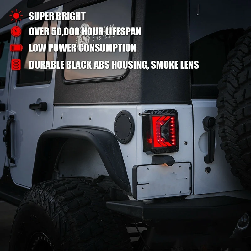 Черный светодиодный задний светильник с дымовыми линзами для Jeep Wrangler JK JKU 2007