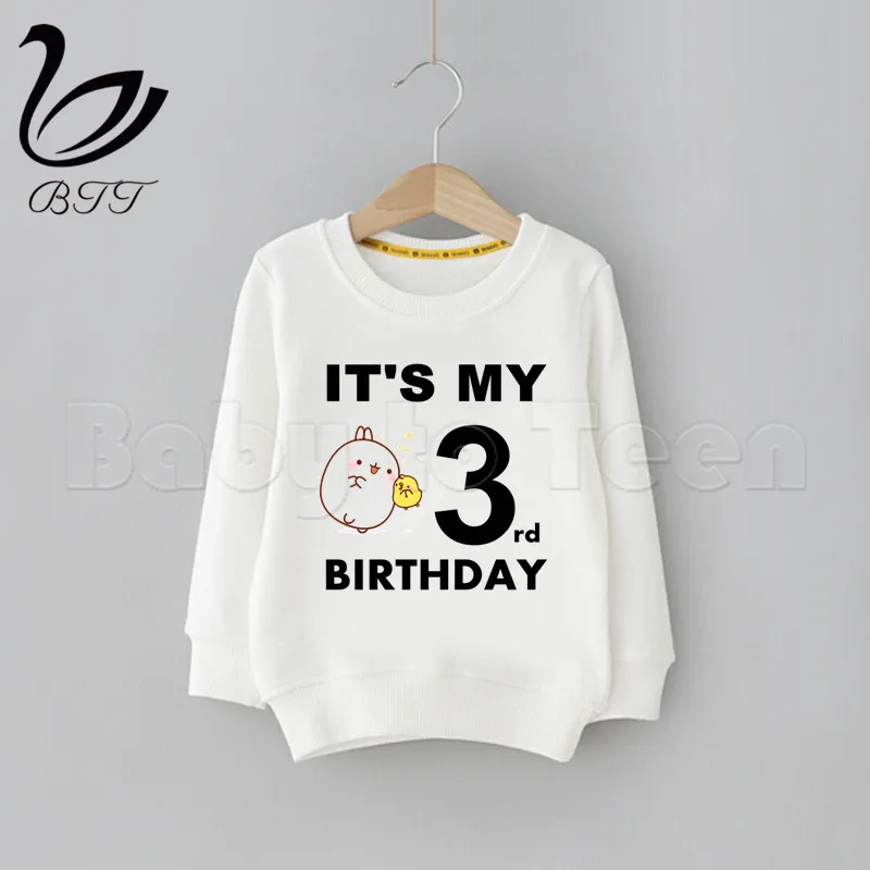 Birthday Molang and Piupiu Cute Rabbit Kid Sweatshirts Children Hoodie Cute Print Sweatshirts Kid Clothes Baby Birthday Hoodies - Цвет: C