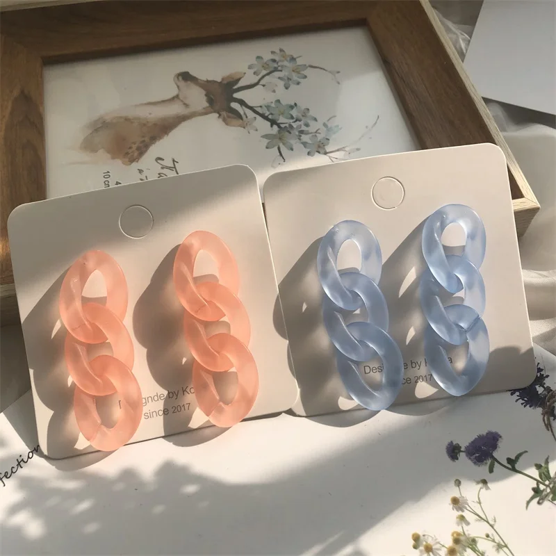 

Korean Earrings 2020 New Simple Temperament Exaggerated Candy Color Acrylic Chain Earrings Long Tassel Ladies Earrings