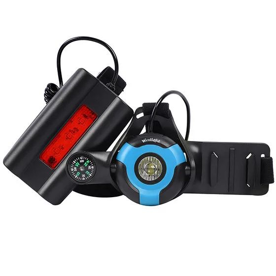 Black Blue West biking Открытый Спорт ходовые огни Светодиодный ночной водонепроницаемый Бег фонарик безопасности предупреждающие огни перезаряжаемая нагрудная лампа - Цвет: Black Blue
