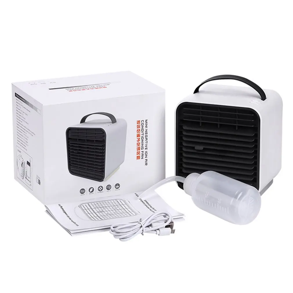 3-Speed Mini Air Conditioner Negative Ion Fan LED Light PM2.5 Portable Home Office Use Cooler Humidifier Dropshipping