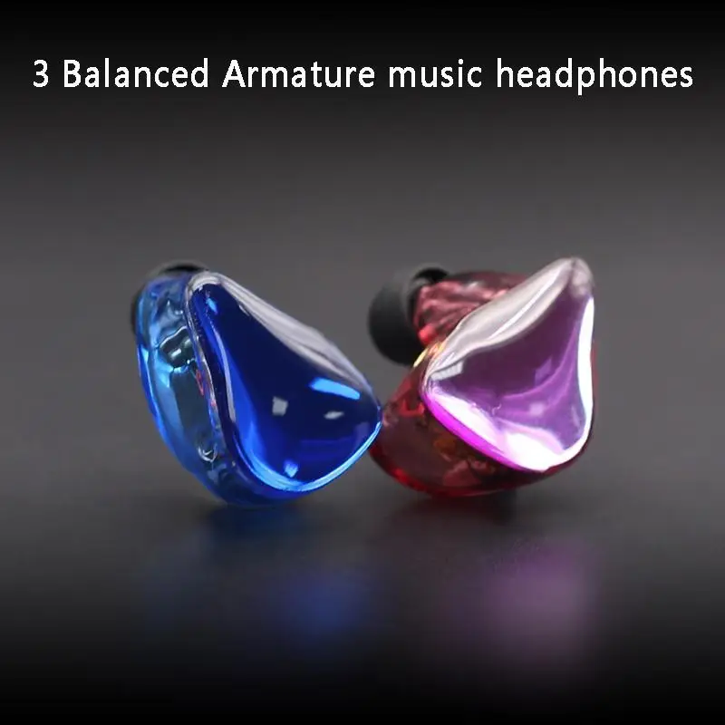 Senhear SH3 3 BA Balanced Armature Knowles Customize Headphones DJ Monitor IP3X Hifi Music Audiophile Earphones Detachable Cable