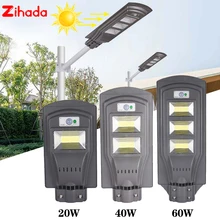 Супер яркий 20 Вт/40 Вт/60 Вт Светодиодный светильник на солнечных батареях, настенный уличный светильник, радар, PIR датчик движения, открытый водонепроницаемый садовый светильник