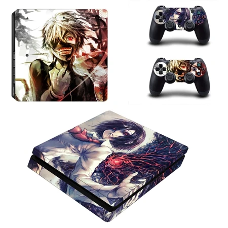 YSP4S-2104 Аниме Токийский Гуль PS4 тонкий стикер кожи для sony Playstation 4 Тонкий консоли и 2 контроллеры геймпад виниловая наклейка защита - Цвет: YSP4S-2104