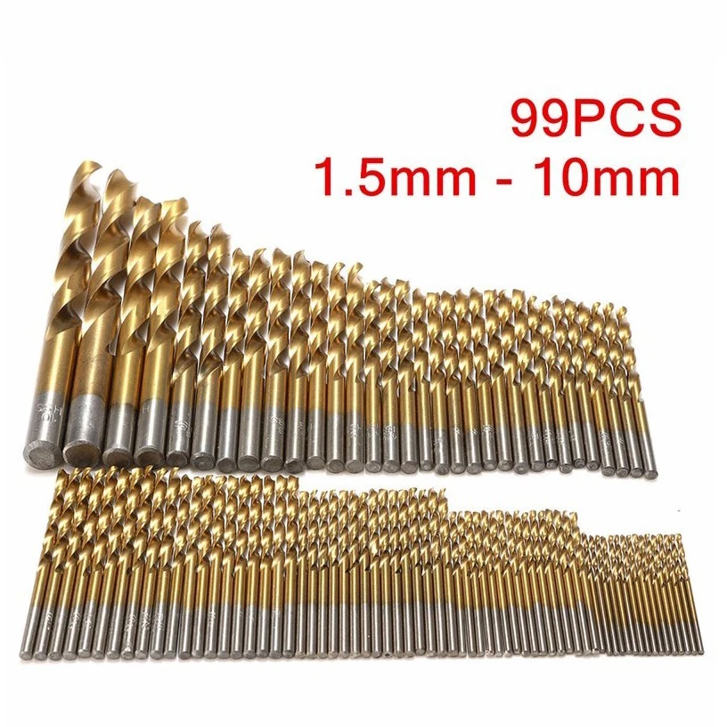 

99pcs Straight Shank Twist Drill Bit 1.5-10mm High-speed Steel Metal Twist Drill For Woodworking Hole Opener Cutter Drill Tools