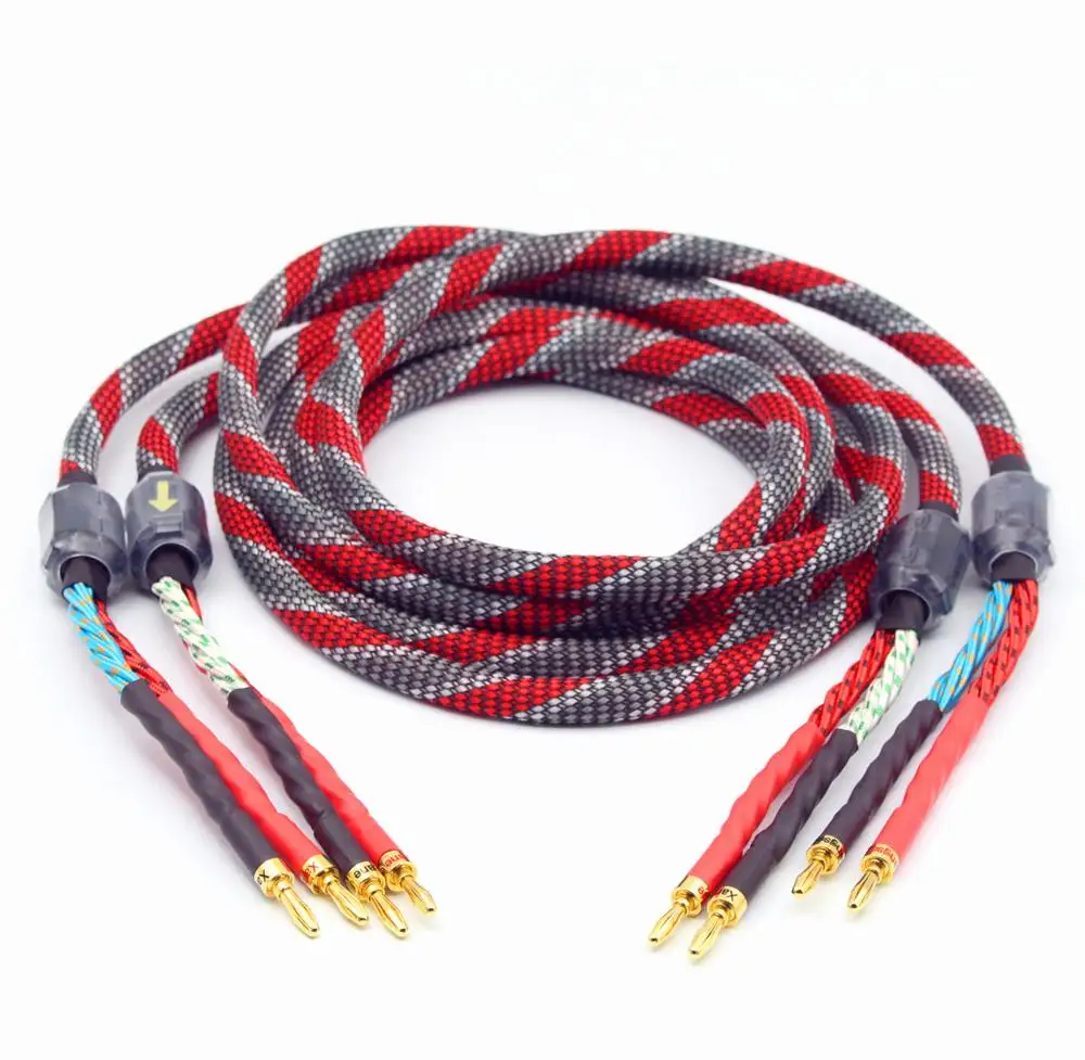 1 пара Hi-End Hifi аудио OFC динамик усилитель кабель для динамика от 2 до штекеров типа