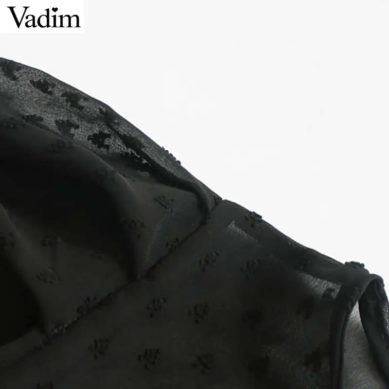 Vadim Женская шикарная прозрачная блузка с галстуком-бабочкой, украшенная длинным плиссированным рукавом, прозрачная рубашка, женские стильные топы, blusas LB534