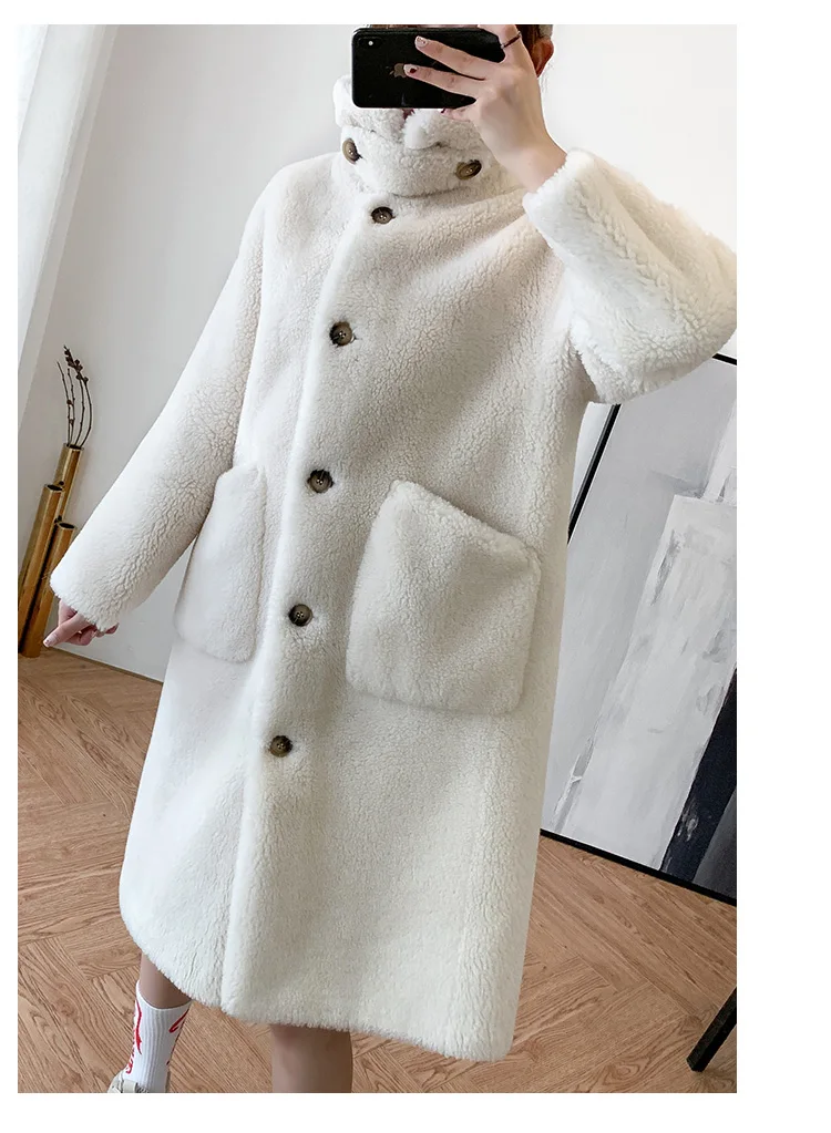 Winter New Women Cashmere Long Coat Elegant Suede Inner Furry Wool Coat Fashion Warm Coat With Pocket Casaco Feminino F22