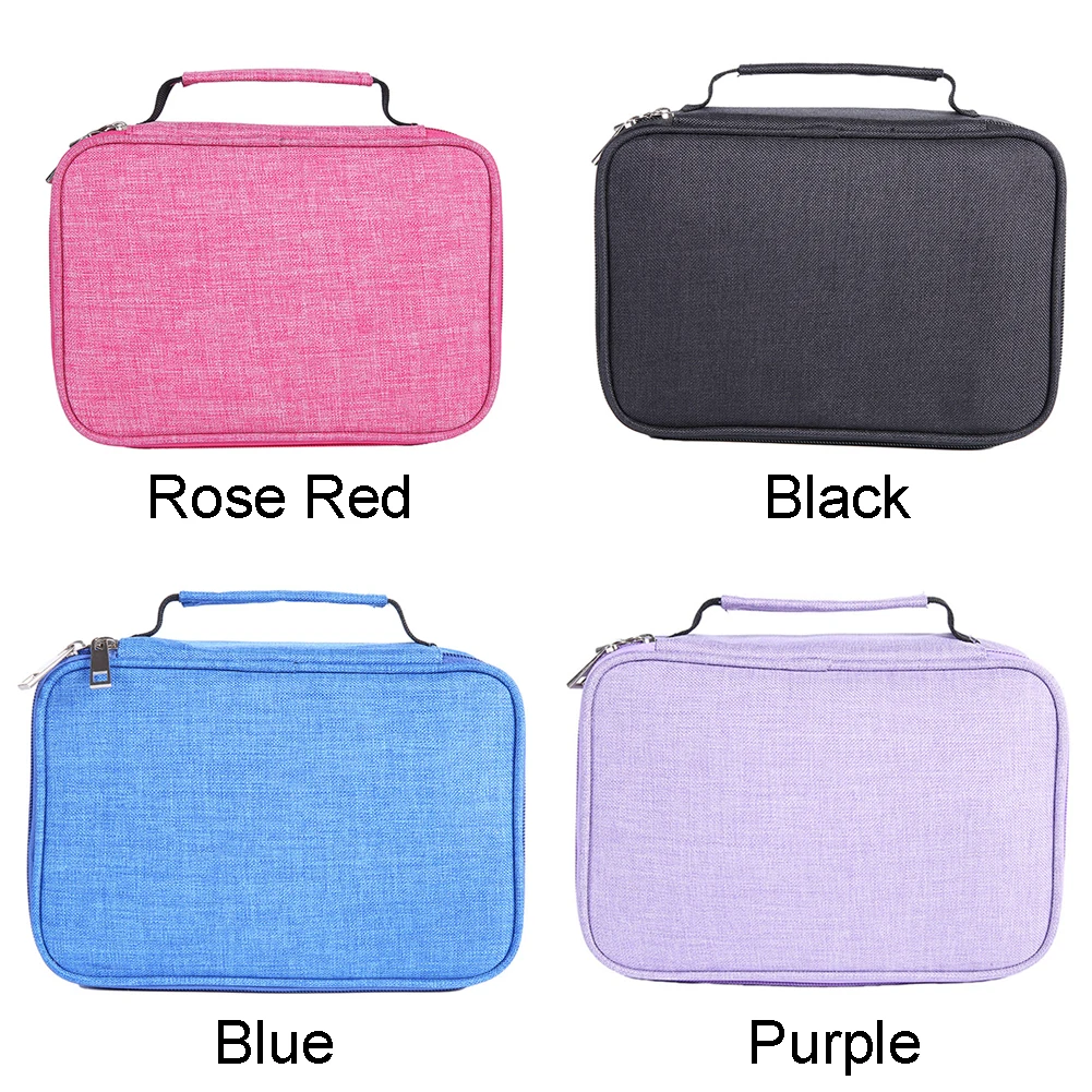Stationery Organizer Student Multifunctional Large Capacity Zipper 72 Slots Holder Jewelry Pencil Case With Handle Pouch Solid