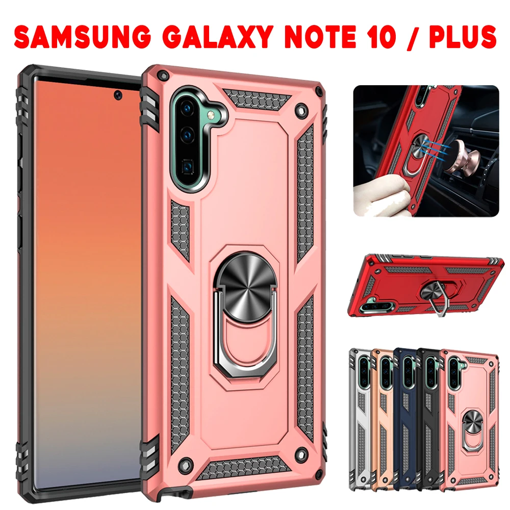 

For Samsung Galaxy Note 10/Note 10 Plus Case Dual Layer Military Armor Case Magnetic Ring Stand Shockproof Cover Case