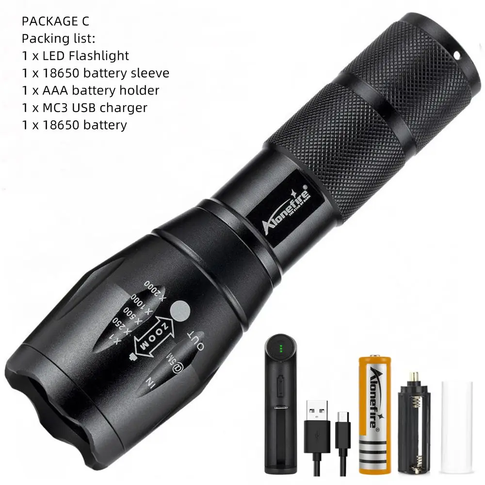 G700 Torch C Alonefire G700 CREE XM-L2 T6 V6 8000 лм алюминиевый светодиодный фонарь с зумом тактический фонарь для охоты и путешествий AAA 18650 перезаряжаемый аккумулятор - Испускаемый цвет: G700 Torch C