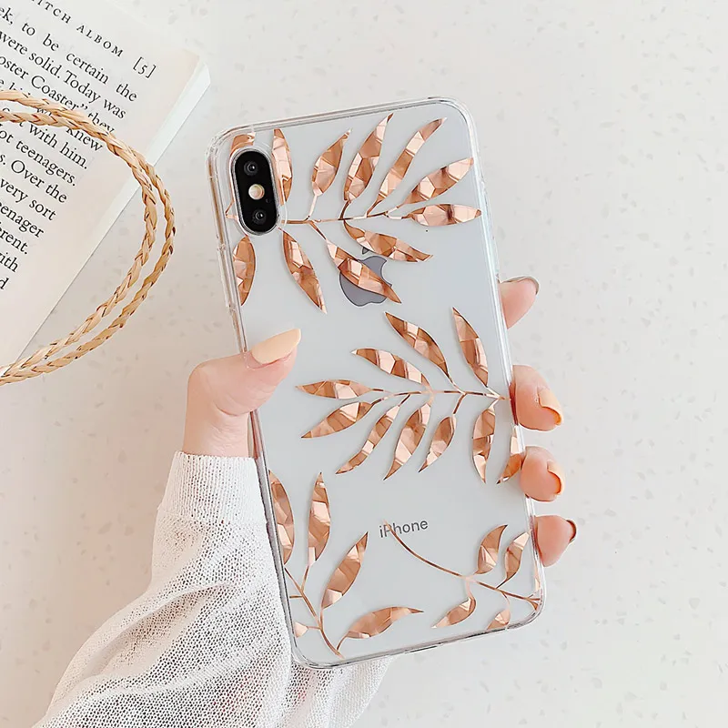 Luxury Rose Gold Leaves Pineapple Phone Case For Iphone 11 Pro Max Xr Xs Max 7 8 Plus X Clear Soft Electroplated Back Cover Case Phone Case Covers Aliexpress