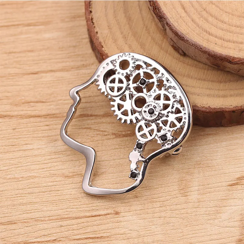 DoreenBeads Fashion Pin Brooches Cerebrum/ Brain Style Gold Silver Color Creative Accessories Charms Gift 3.3cm x 2.9cm 1 Piece