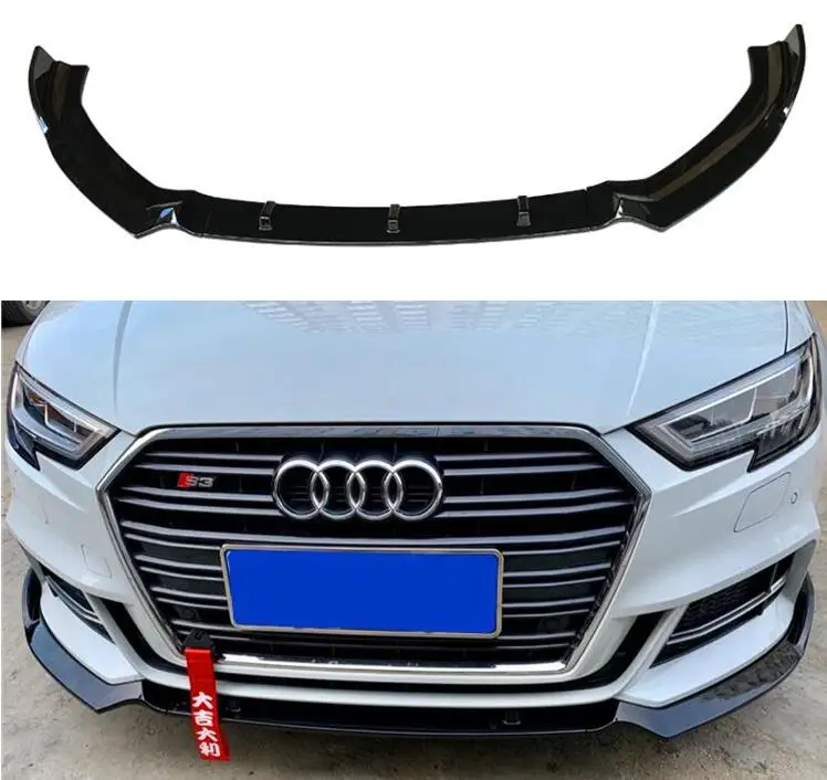 

ABS PAINT CARBON FIBER FRONT BUMPER SPOILER LIP SPLITTERS WIND KNFE COVER For AUDI A3 S3 Sline Sedan 2017-2020